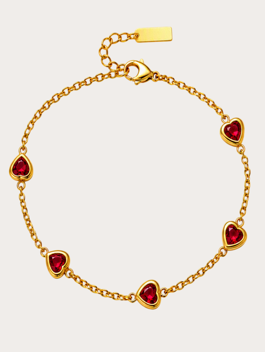 Pulsera Corazones Cristalinos